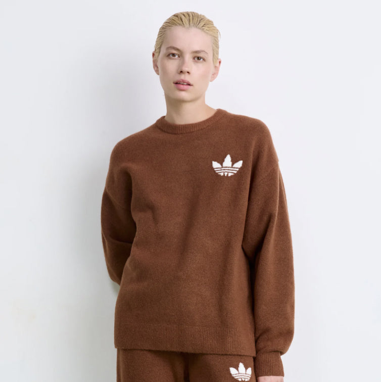 Sweat Crew Trefoil Knit Marron