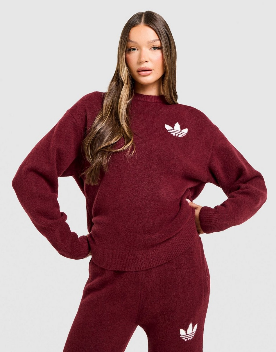 Sweat Crew Trefoil Knit Rouge