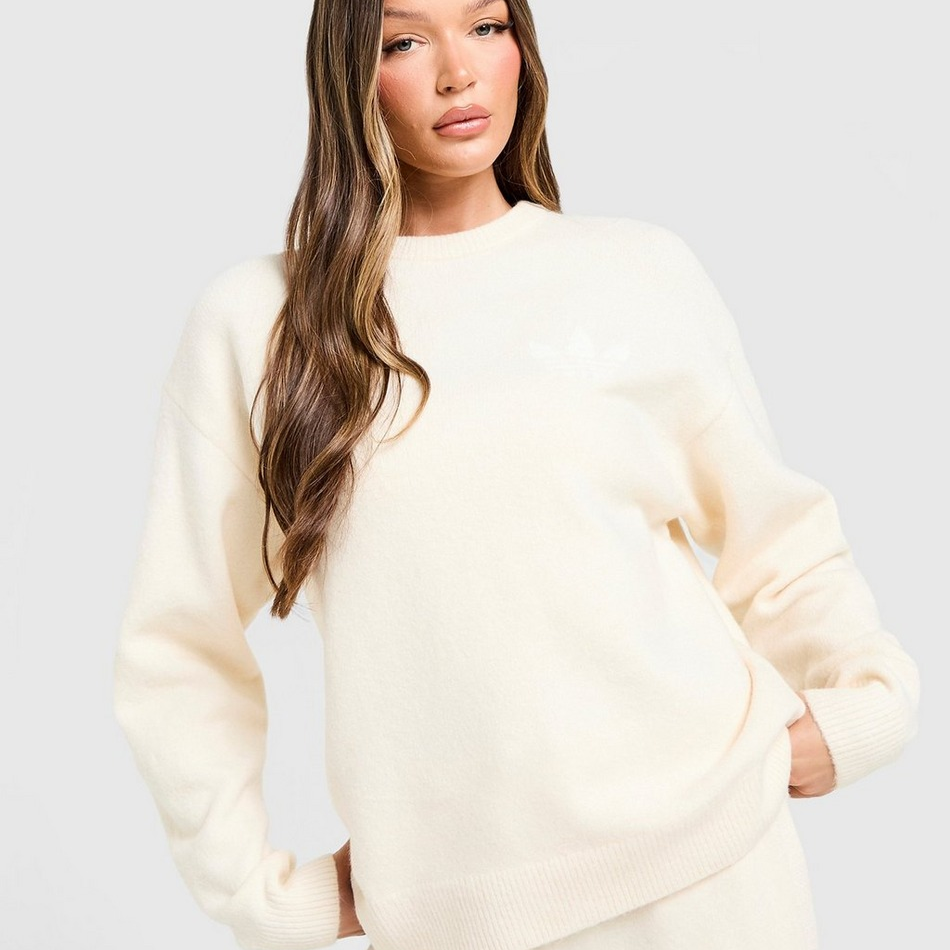 Sweat Crew Trefoil Knit Beige