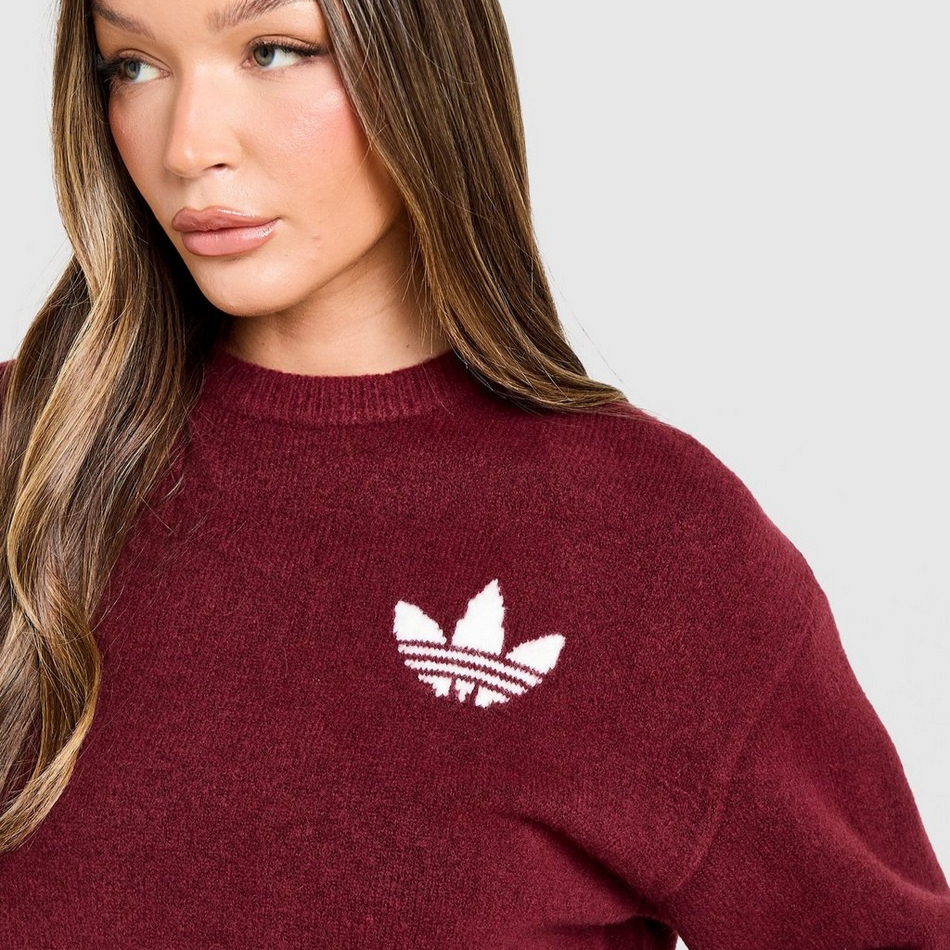 Sweat Crew Trefoil Knit Rouge
